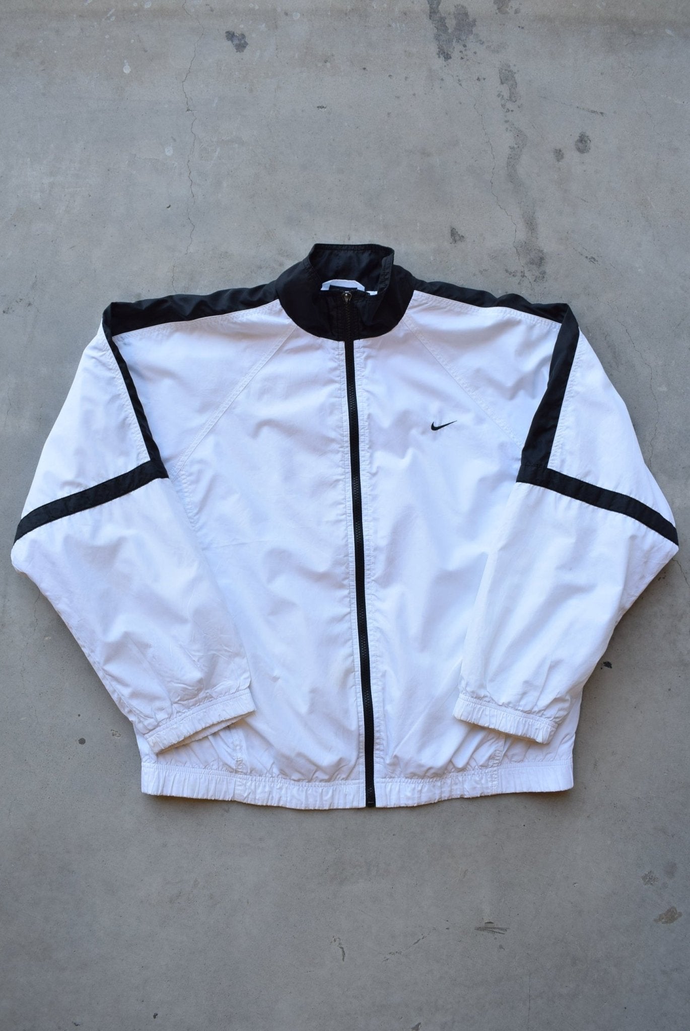 Nike Black & White Embroidered Swoosh Jacket — 1990s (M) - Retrospective Store