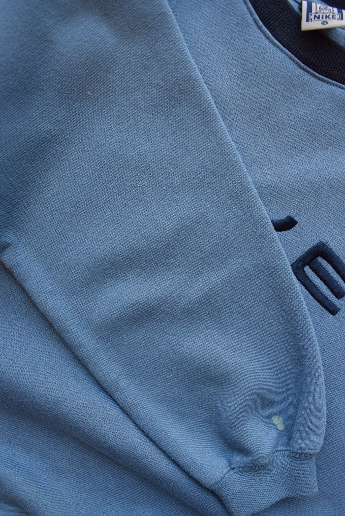 Nike Blue Embroidered Spellout Crewneck — 1990s (XS/S) - Retrospective Store