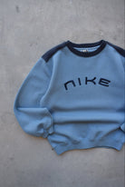 Nike Blue Embroidered Spellout Crewneck — 1990s (XS/S) - Retrospective Store