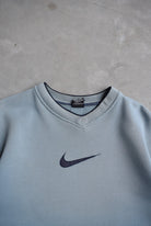 Nike Blue Embroidered Swoosh Crewneck — 1990s (L) - Retrospective Store