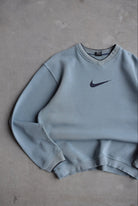 Nike Blue Embroidered Swoosh Crewneck — 1990s (L) - Retrospective Store