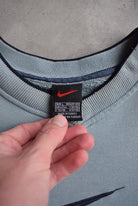 Nike Blue Embroidered Swoosh Crewneck — 1990s (L) - Retrospective Store