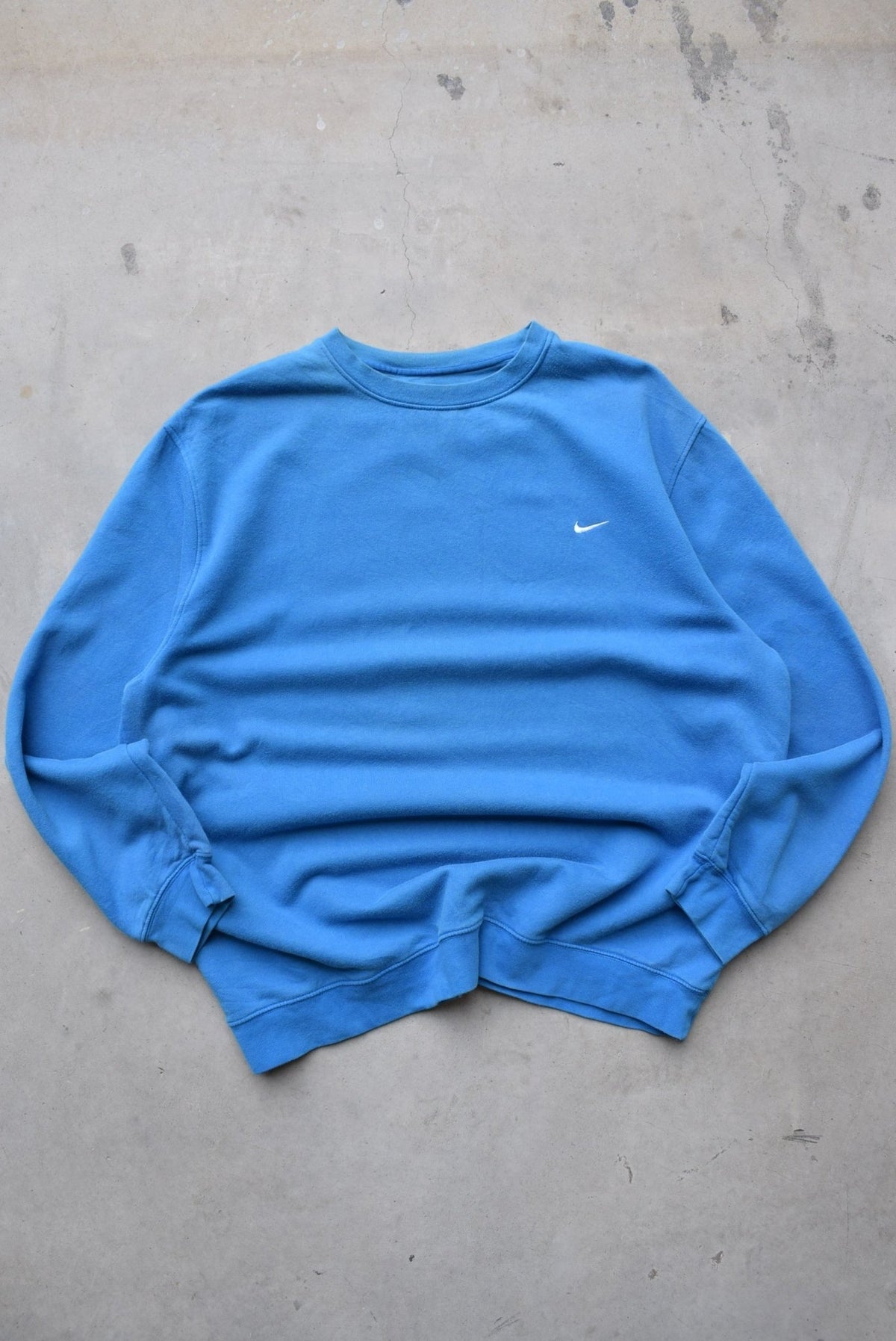 Nike Blue Embroidered Swoosh Crewneck — 2000s (XXL) - Retrospective Store