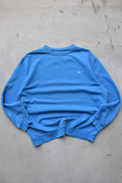 Nike Blue Embroidered Swoosh Crewneck — 2000s (XXL) - Retrospective Store