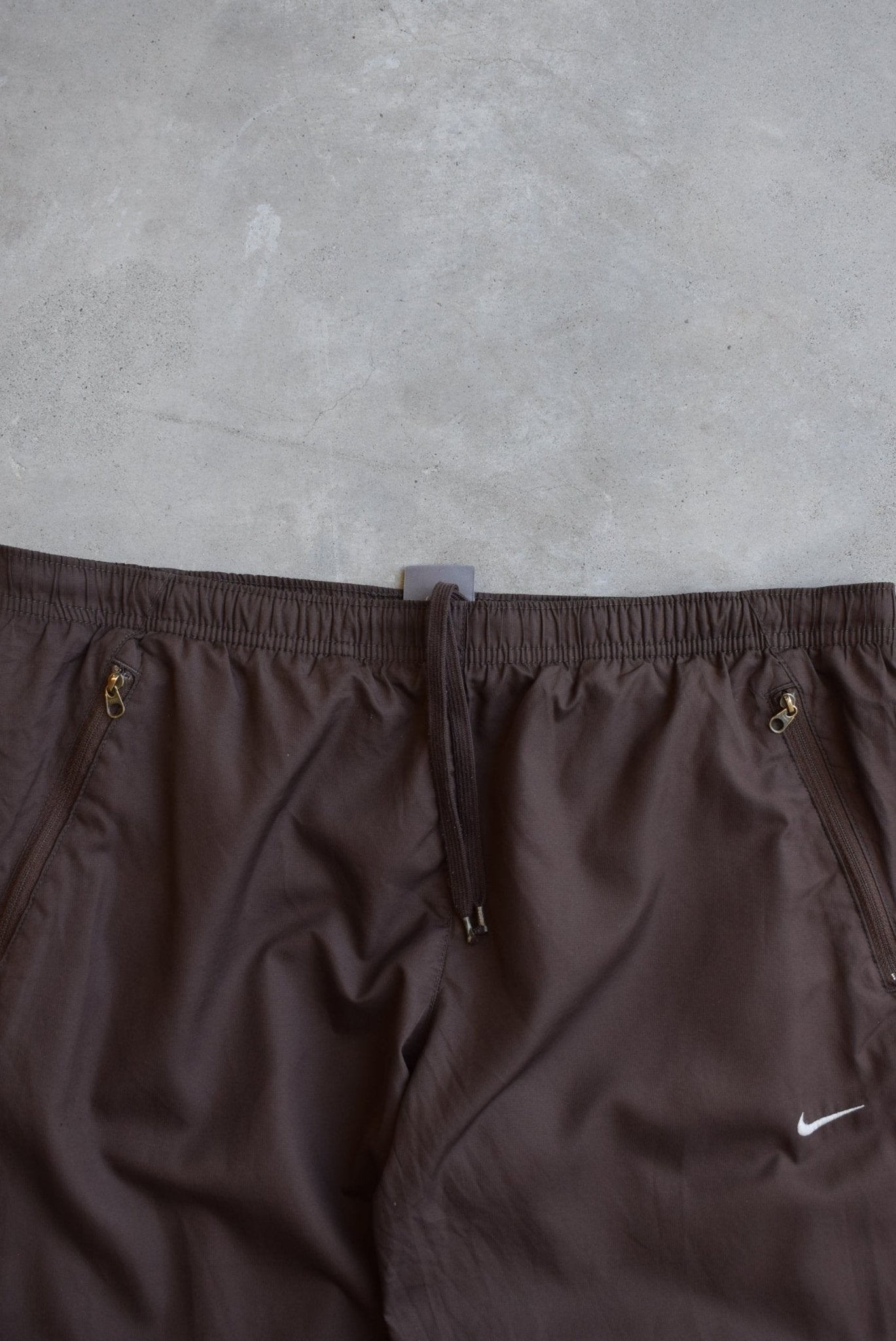 Nike Brown Embroidered Swoosh Track Pants — 2000s (Women's M) - Retrospective Store