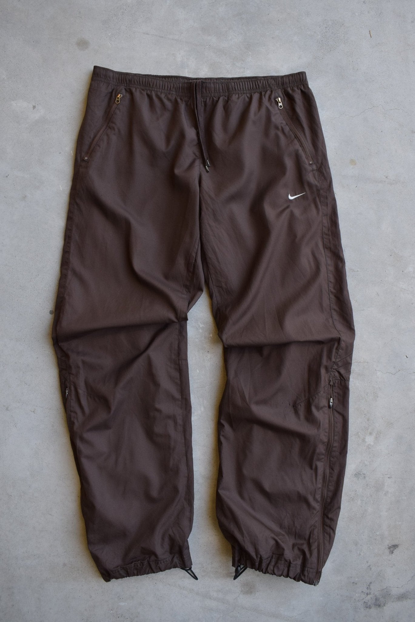 Nike Brown Embroidered Swoosh Track Pants — 2000s (Women's M) - Retrospective Store