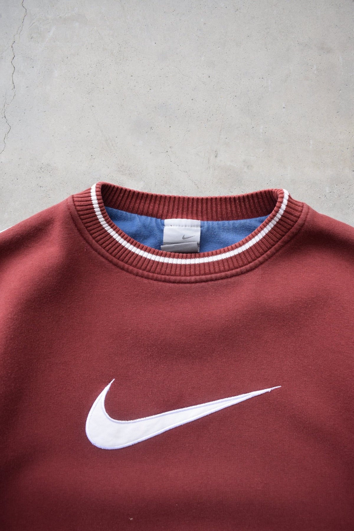 Nike Burgundy Embroidered Swoosh Crewneck — 2000s (M) - Retrospective Store