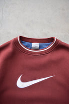 Nike Burgundy Embroidered Swoosh Crewneck — 2000s (M) - Retrospective Store