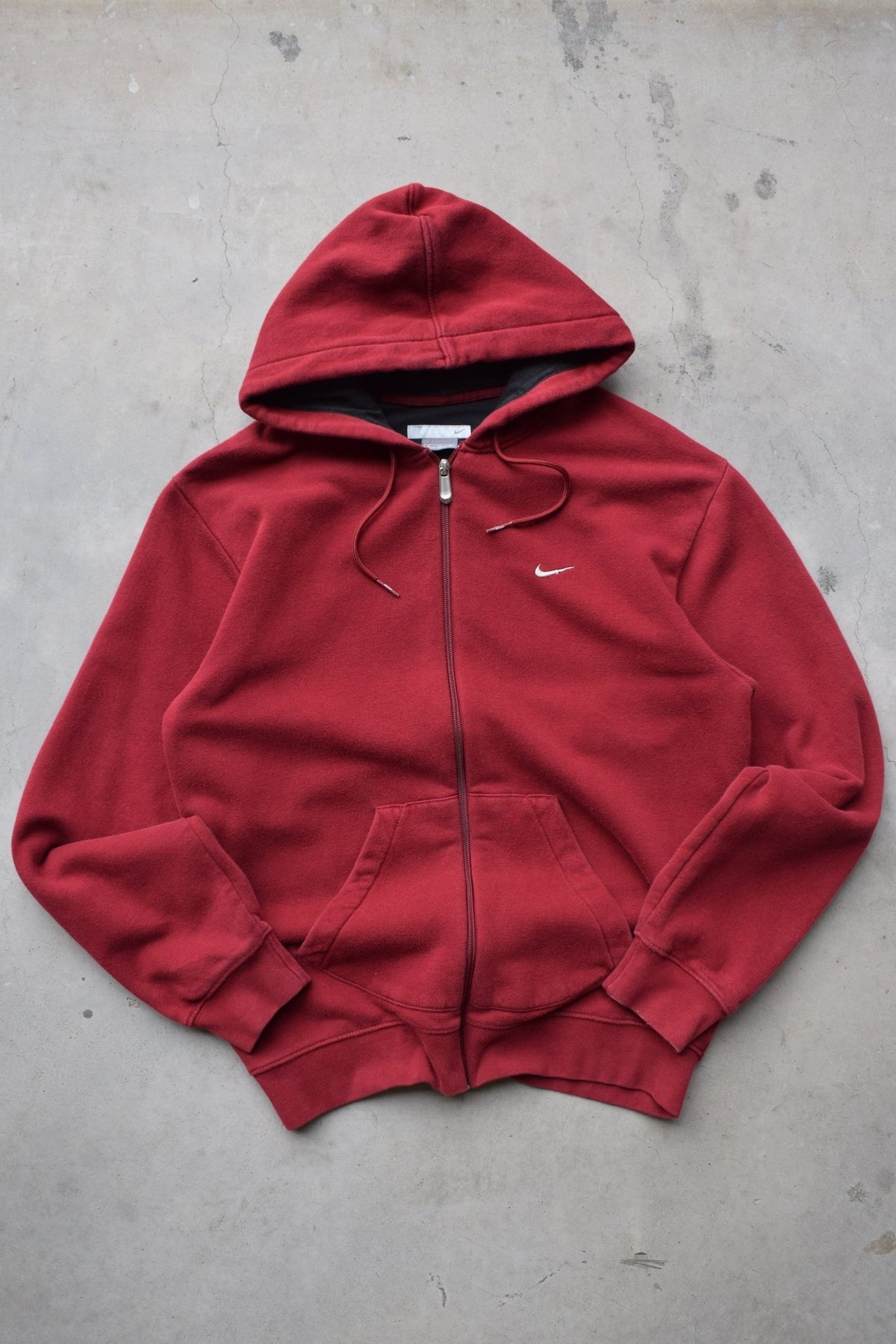 Nike Burgundy Embroidered Swoosh Full-Zip Hoodie — 2000s (M) - Retrospective Store