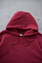Nike Burgundy Embroidered Swoosh Hoodie — 1990s (XL) - Retrospective Store