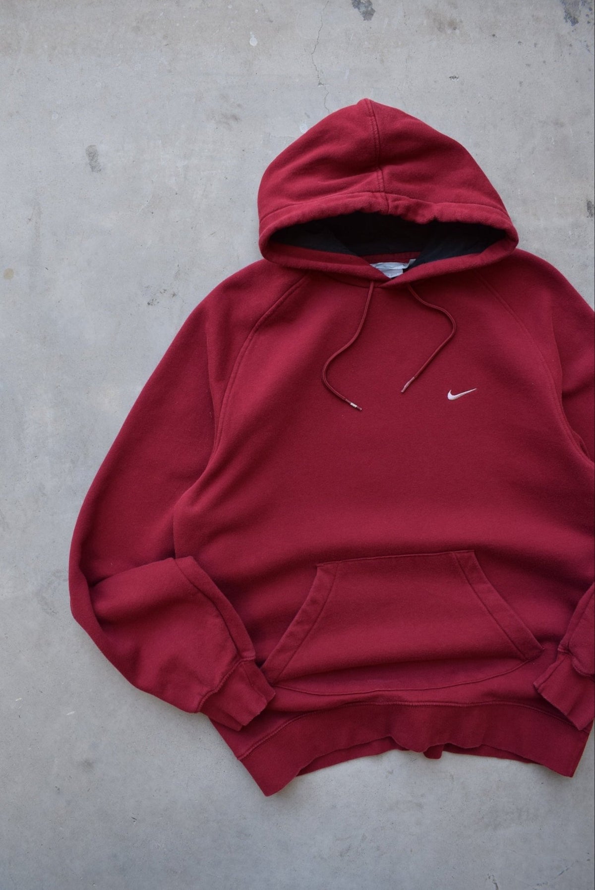 Nike Burgundy Embroidered Swoosh Hoodie — 2000s (M/L) - Retrospective Store