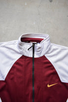 Nike Burgundy & White Embroidered Swoosh Jacket — 1990s (S) - Retrospective Store