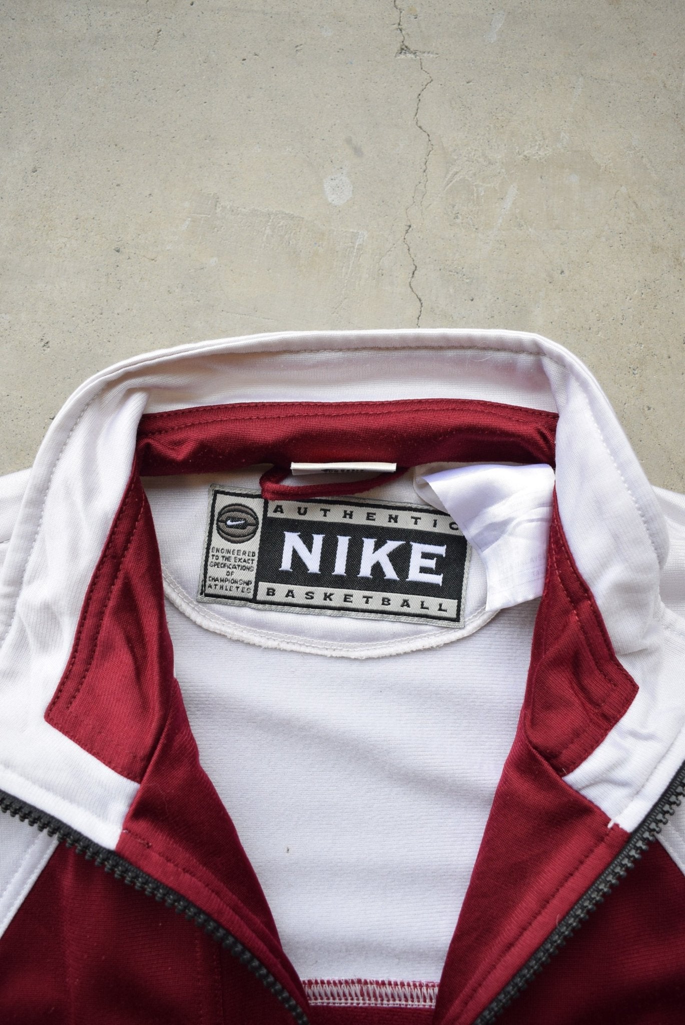 Nike Burgundy & White Embroidered Swoosh Jacket — 1990s (S) - Retrospective Store