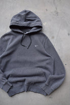 Nike Charcoal Classic Logo Embroidered Swoosh Hoodie — 2000s (M) - Retrospective Store