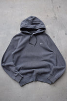 Nike Charcoal Classic Logo Embroidered Swoosh Hoodie — 2000s (M) - Retrospective Store