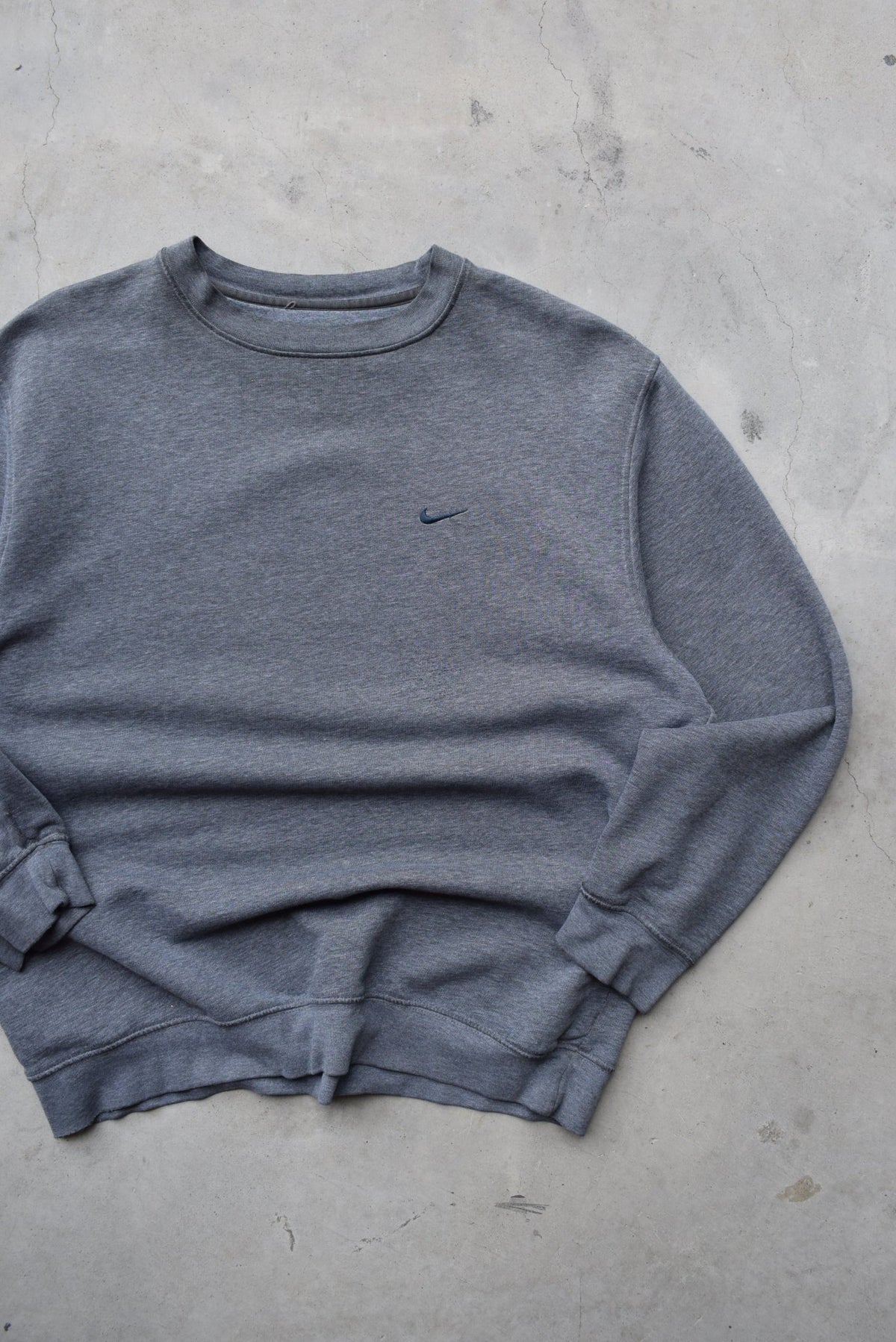 Nike Charcoal Embroidered Swoosh Crewneck — 1990s (L) - Retrospective Store