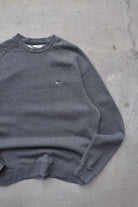 Nike Charcoal Embroidered Swoosh Crewneck — 2000s (XL) - Retrospective Store