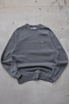 Nike Charcoal Embroidered Swoosh Crewneck — 2000s (XL) - Retrospective Store