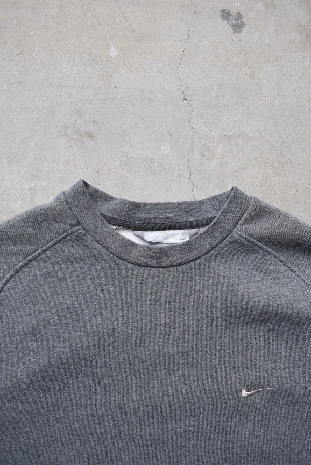 Nike Charcoal Embroidered Swoosh Crewneck — 2000s (XL) - Retrospective Store