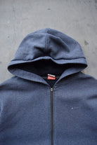Nike Charcoal Embroidered Swoosh Full-Zip Hoodie — 2000s (XL) - Retrospective Store