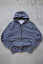Nike Charcoal Embroidered Swoosh Full-Zip Hoodie — 2000s (XL) - Retrospective Store