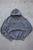 Nike Charcoal Embroidered Swoosh Hoodie — 2000s (XXL) - Retrospective Store