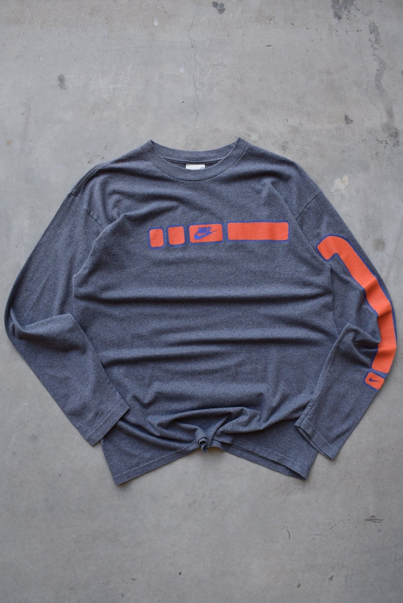 Nike Charcoal Long Sleeve Spellout Tee — 2000s (L) - Retrospective Store