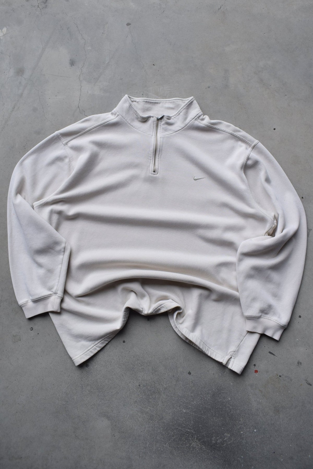 Nike Cream Embroidered Swoosh Quarter Zip — 2000s (XL) - Retrospective Store