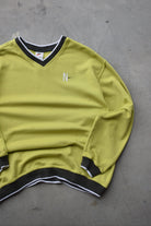 Nike Fluroescent Green Embroidered Swoosh Crewneck — 1990s (M) - Retrospective Store