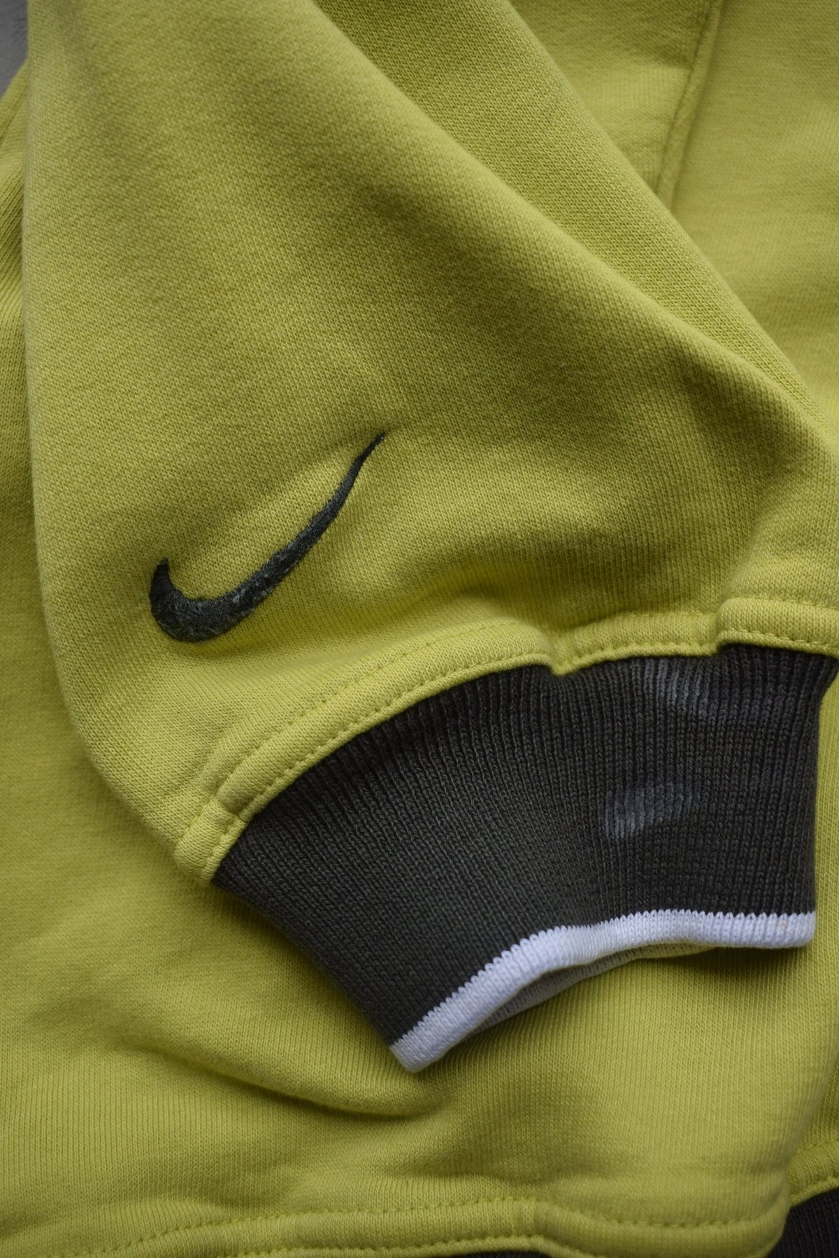 Nike Fluroescent Green Embroidered Swoosh Crewneck — 1990s (M) - Retrospective Store