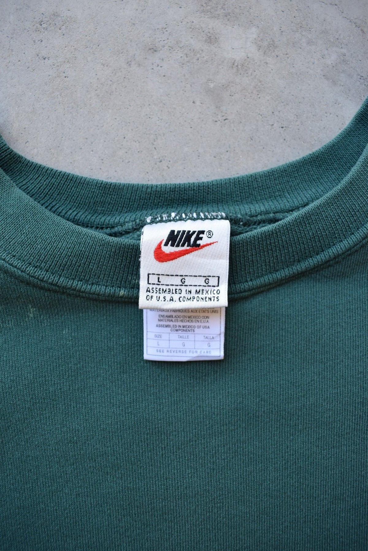 Nike Forrest-Green Embroidered Swoosh Crewneck — 1990s (L) - Retrospective Store