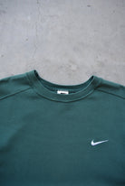 Nike Forrest-Green Embroidered Swoosh Crewneck — 1990s (L) - Retrospective Store