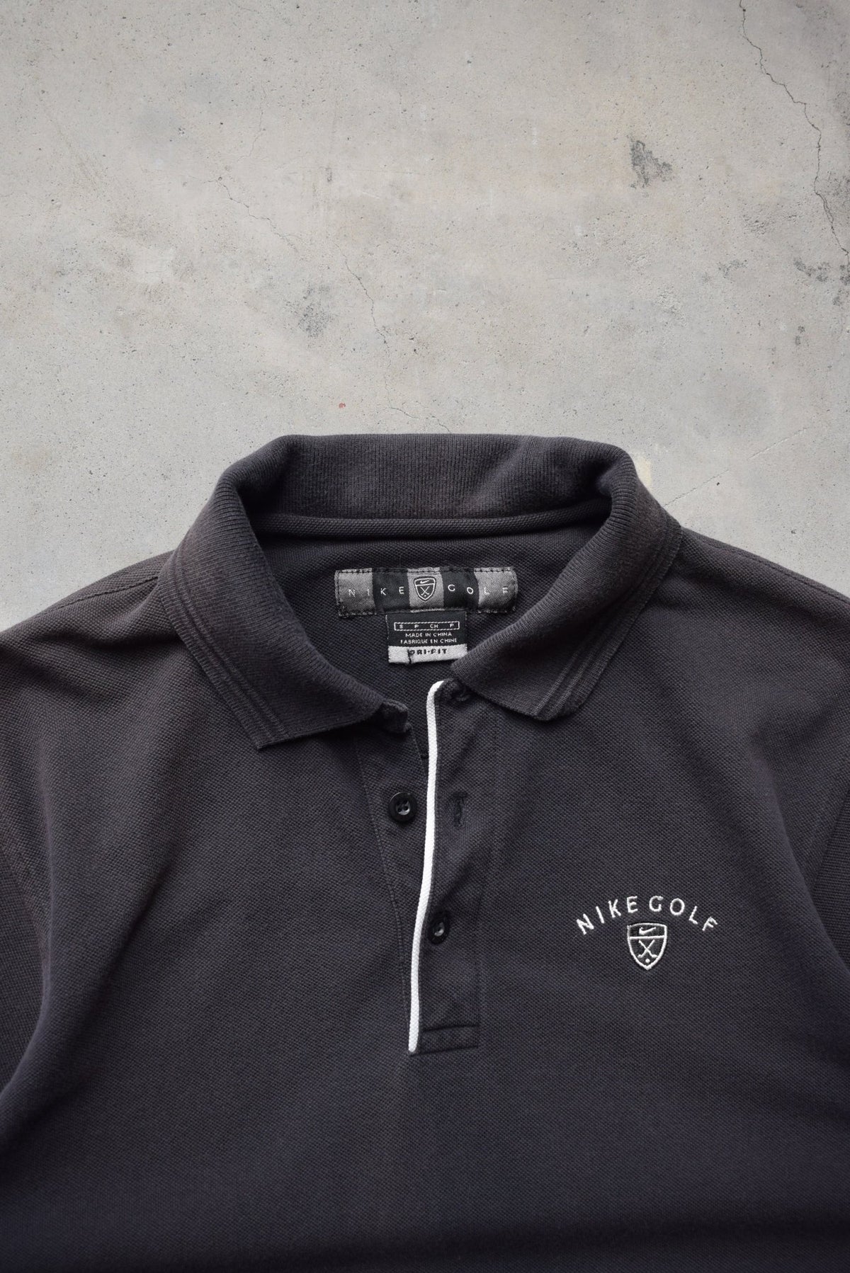 Nike Golf Black Embroidered Spellout Long Sleeve Polo — 2000s (S) - Retrospective Store