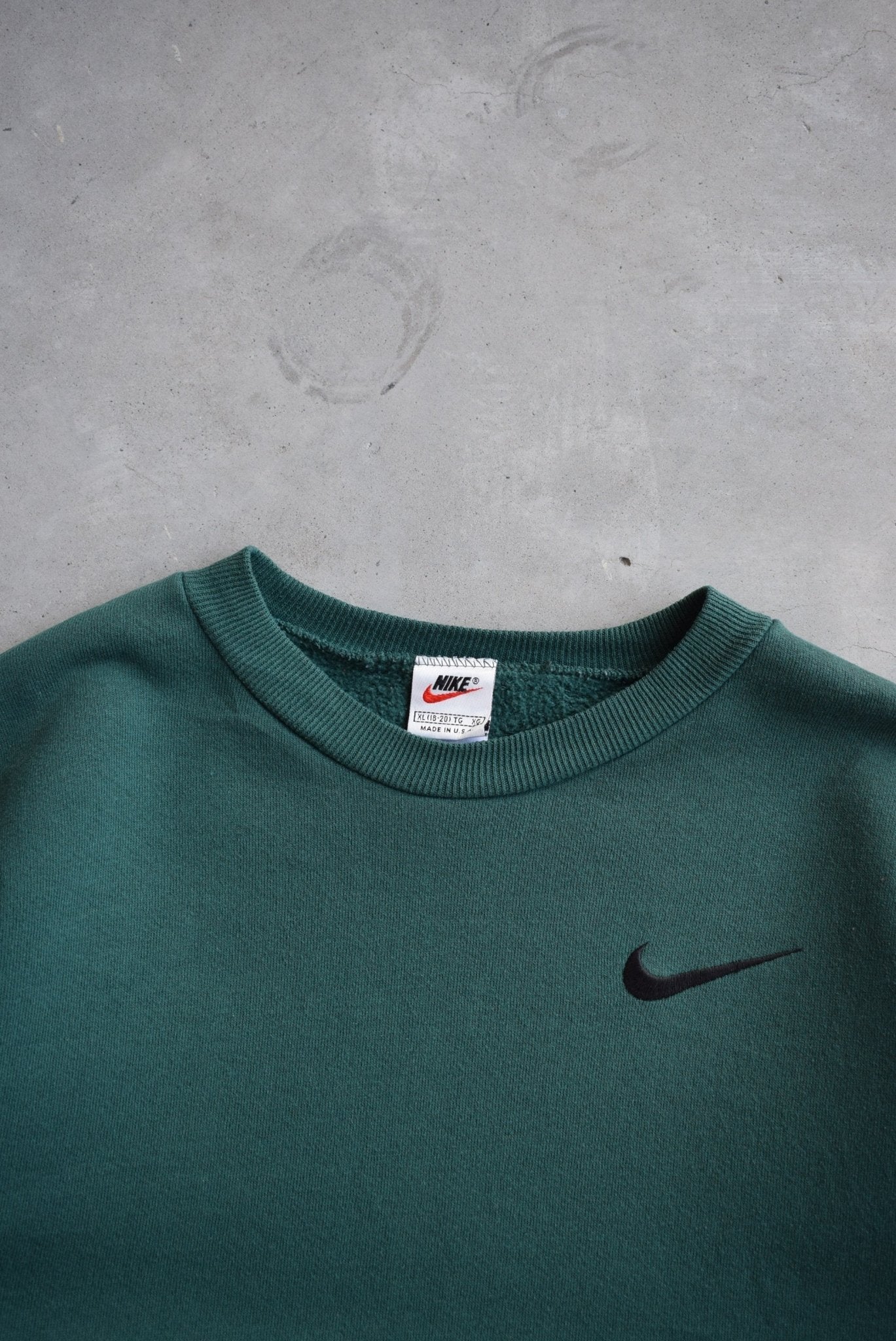 Nike Green Embroidered Swoosh Crewneck — 1990s (S/M) - Retrospective Store