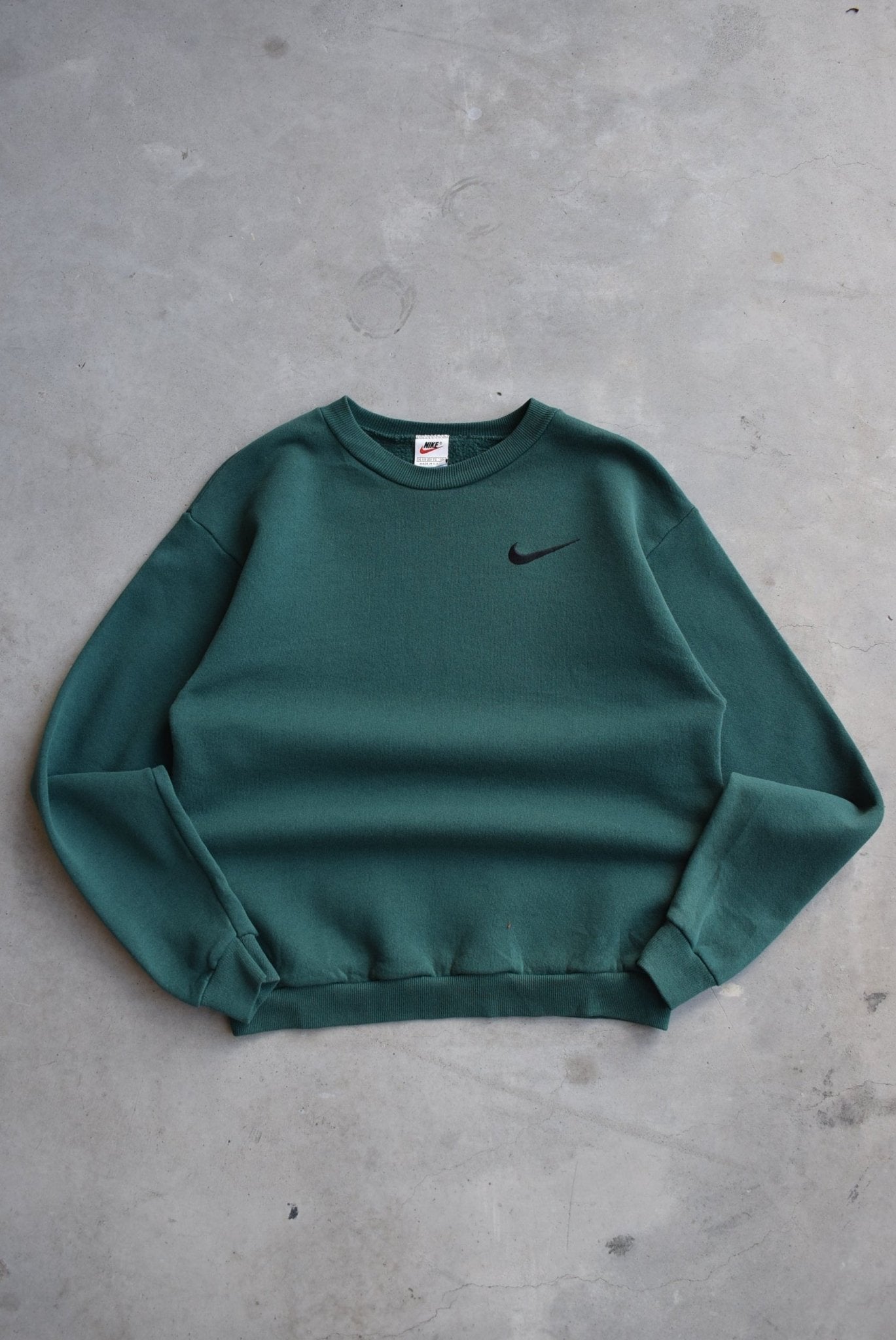 Nike Green Embroidered Swoosh Crewneck — 1990s (S/M) - Retrospective Store