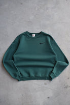 Nike Green Embroidered Swoosh Crewneck — 1990s (S/M) - Retrospective Store