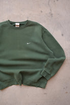 Nike Green Embroidered Swoosh Crewneck — 2000s (XXL) - Retrospective Store