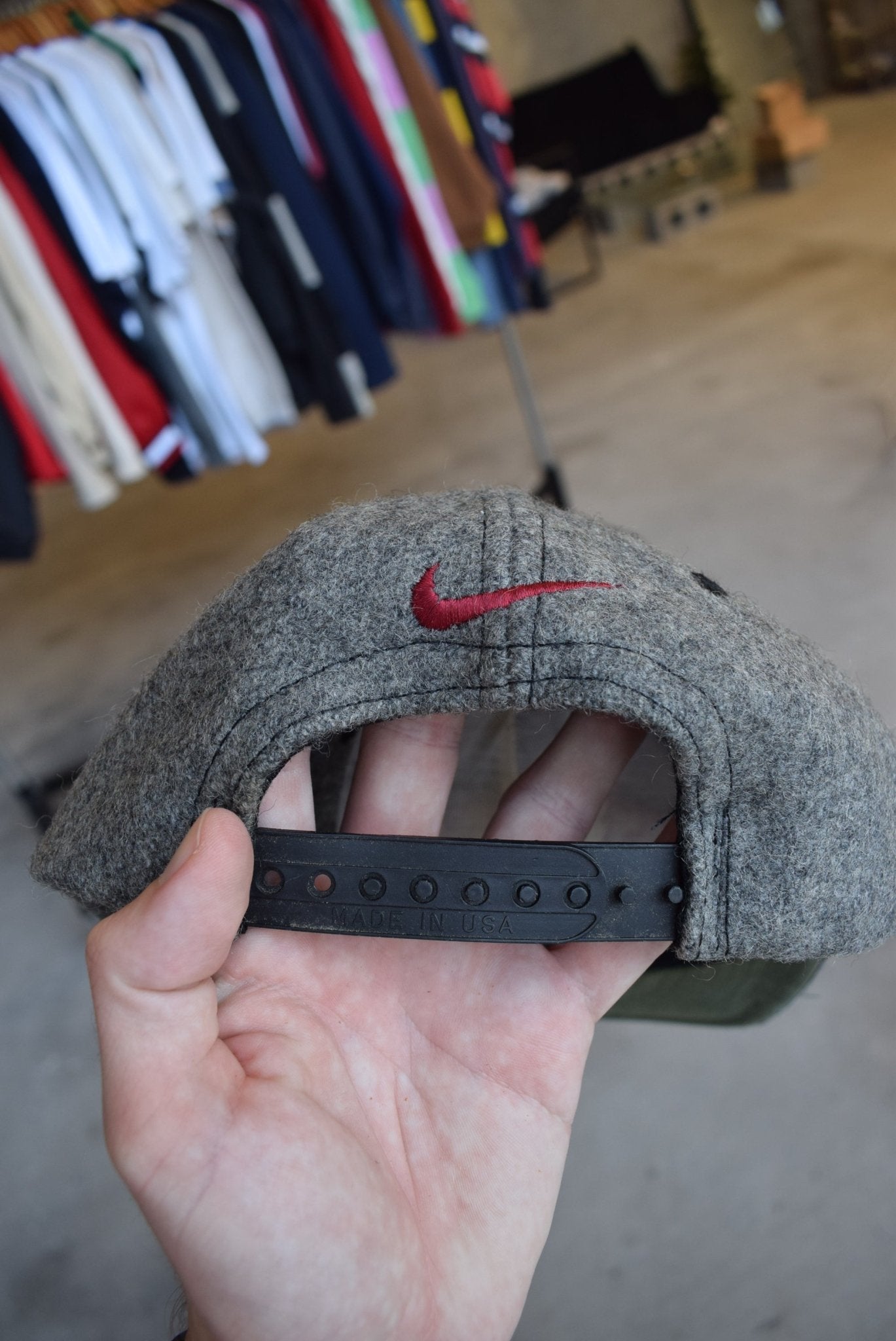 Nike Grey & Black Embroidered Spellout Fleece Hat - Retrospective Store
