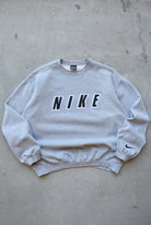 Nike Grey Embroidered Spellout Crewneck — 1990s (M) - Retrospective Store