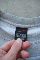 Nike Grey Embroidered Spellout Crewneck — 1990s (M) - Retrospective Store