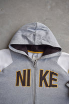 Nike Grey Embroidered Spellout Full-Zip Hoodie — 2000s (S) - Retrospective Store