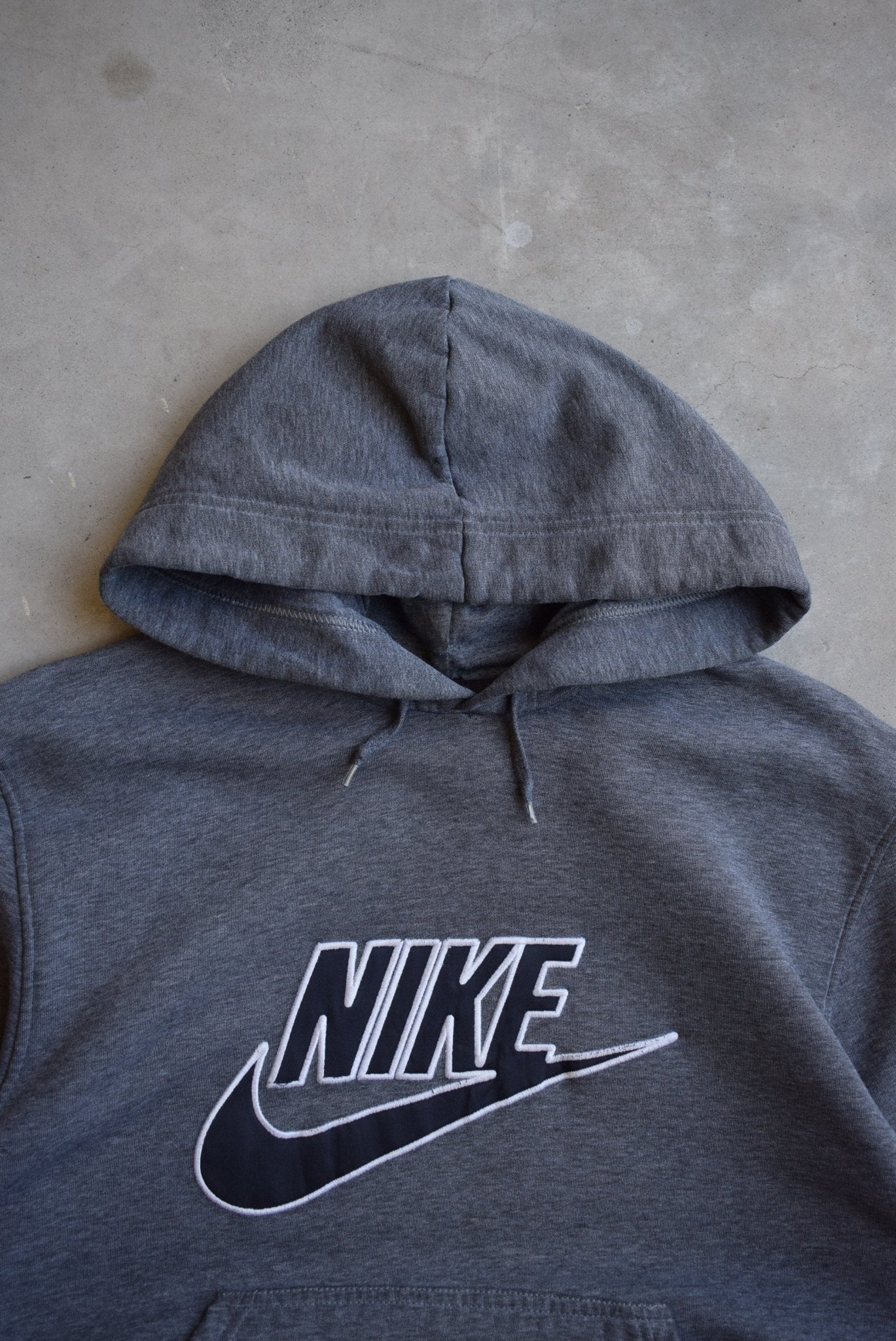 Nike Grey Embroidered Spellout Hoodie — 2000s (M/L) - Retrospective Store