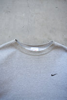 Nike Grey Embroidered Swoosh Crewneck — 1990s (L) - Retrospective Store
