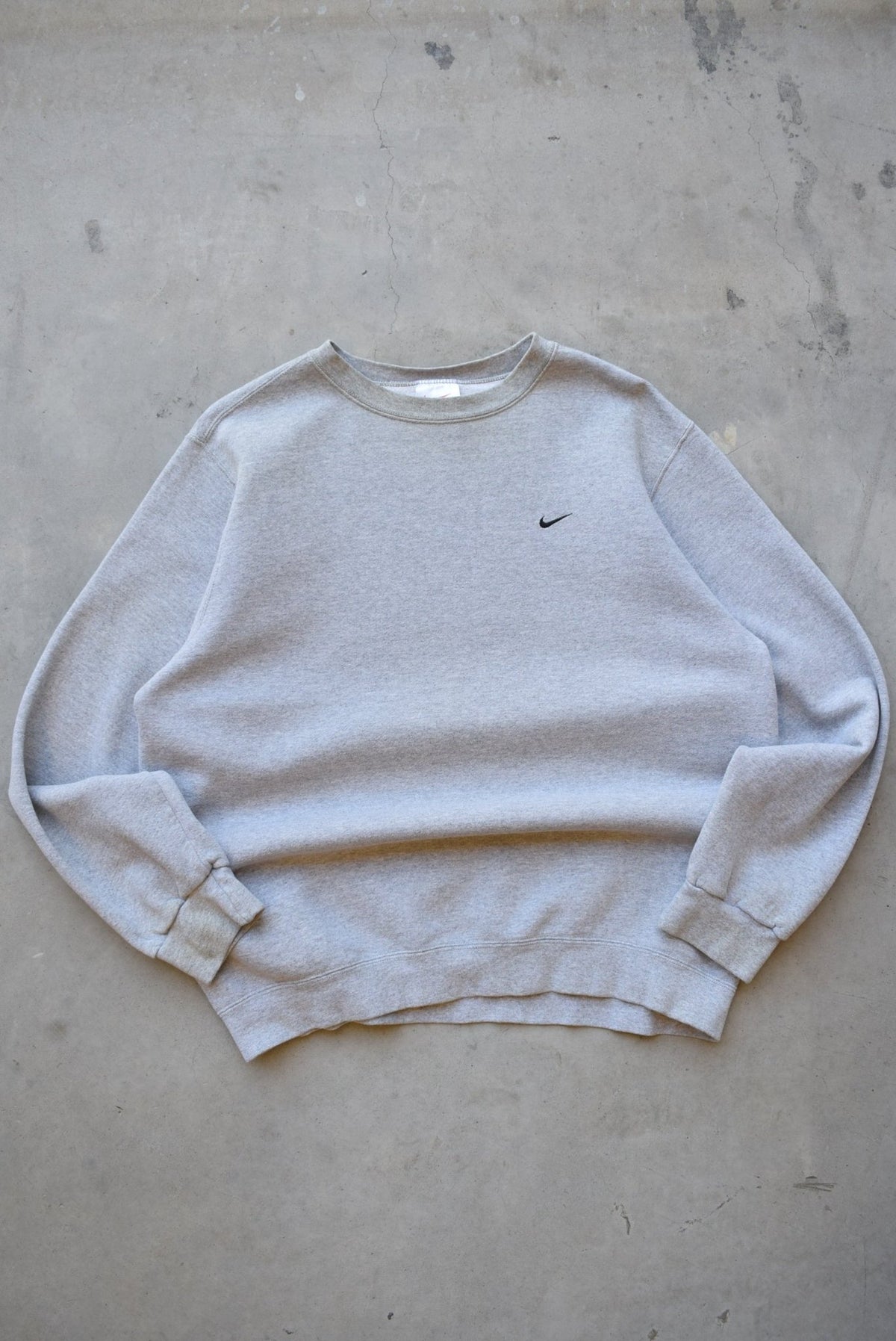 Nike Grey Embroidered Swoosh Crewneck — 1990s (L) - Retrospective Store