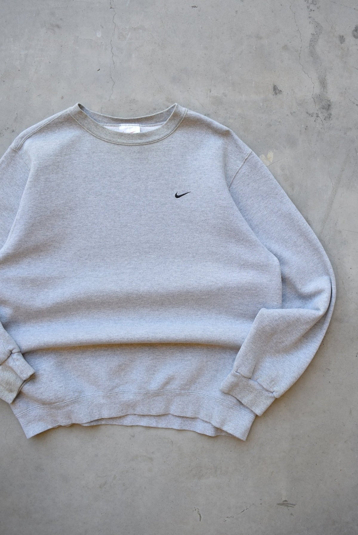 Nike Grey Embroidered Swoosh Crewneck — 1990s (L) - Retrospective Store
