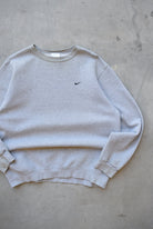 Nike Grey Embroidered Swoosh Crewneck — 1990s (L) - Retrospective Store
