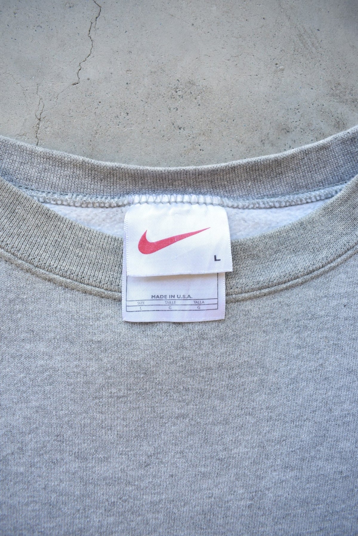 Nike Grey Embroidered Swoosh Crewneck — 1990s (L) - Retrospective Store