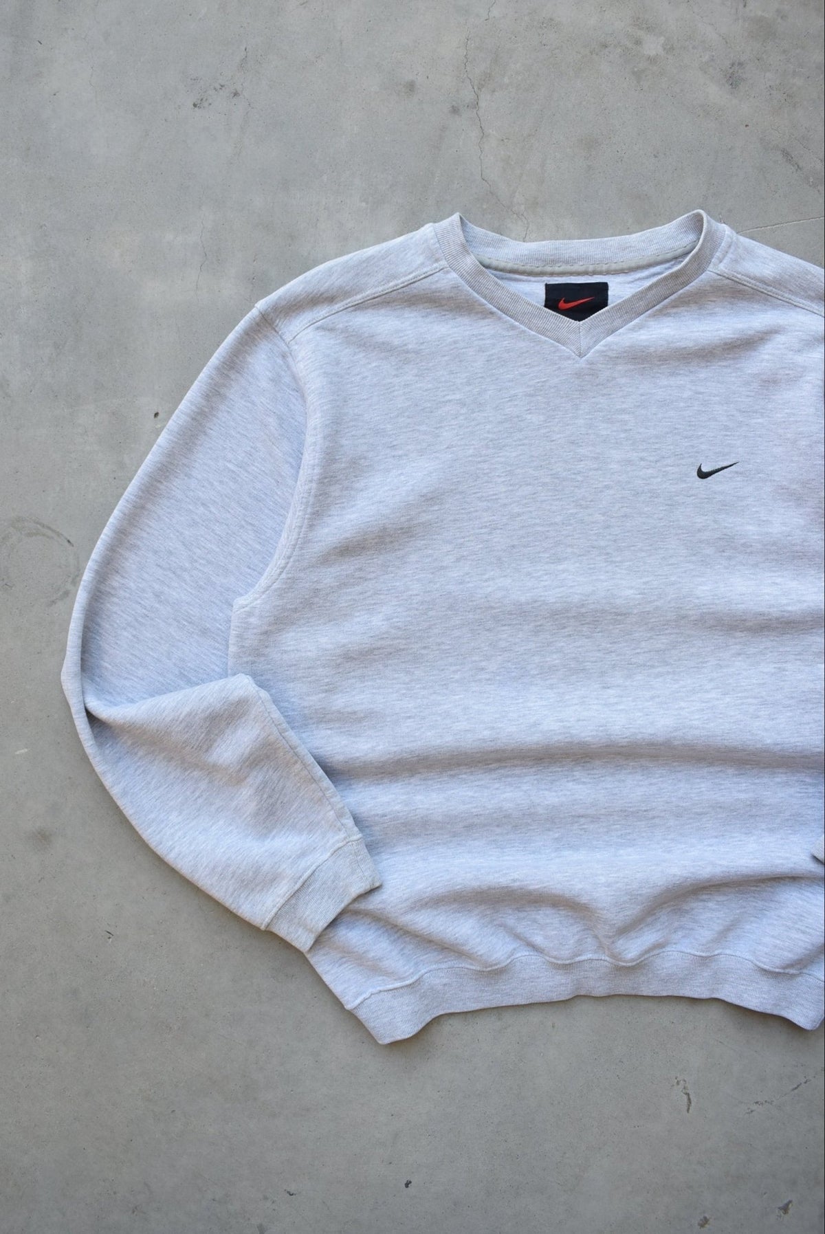Nike Grey Embroidered Swoosh Crewneck — 1990s (M) - Retrospective Store