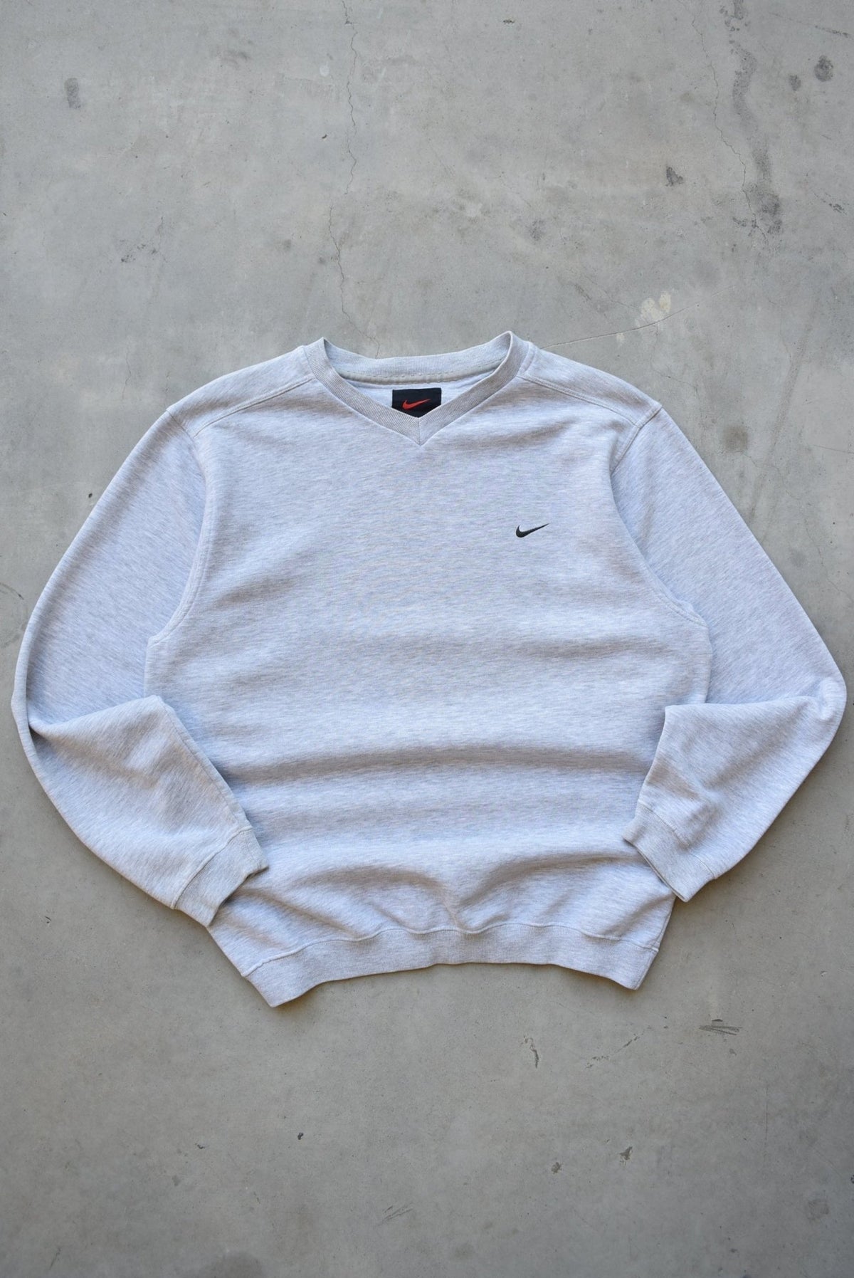 Nike Grey Embroidered Swoosh Crewneck — 1990s (M) - Retrospective Store