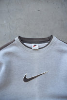 Nike Grey Embroidered Swoosh Crewneck — 1990s (S) - Retrospective Store